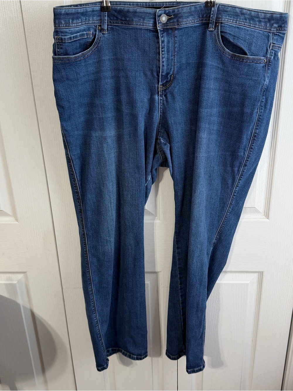 American Star blue denim straight leg jeans women’s size 24W preppy boho
